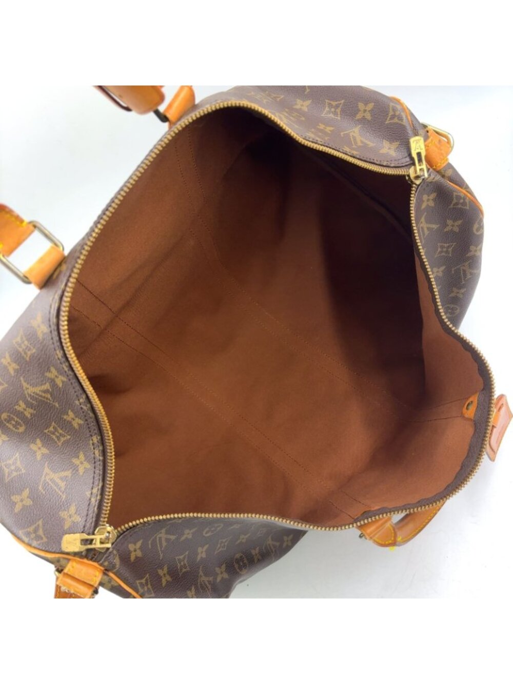 Louis Vuitton Keepall Bandouliere 55 Monogram Leather Brown Boston Bag Gold - Picture 3 of 15
